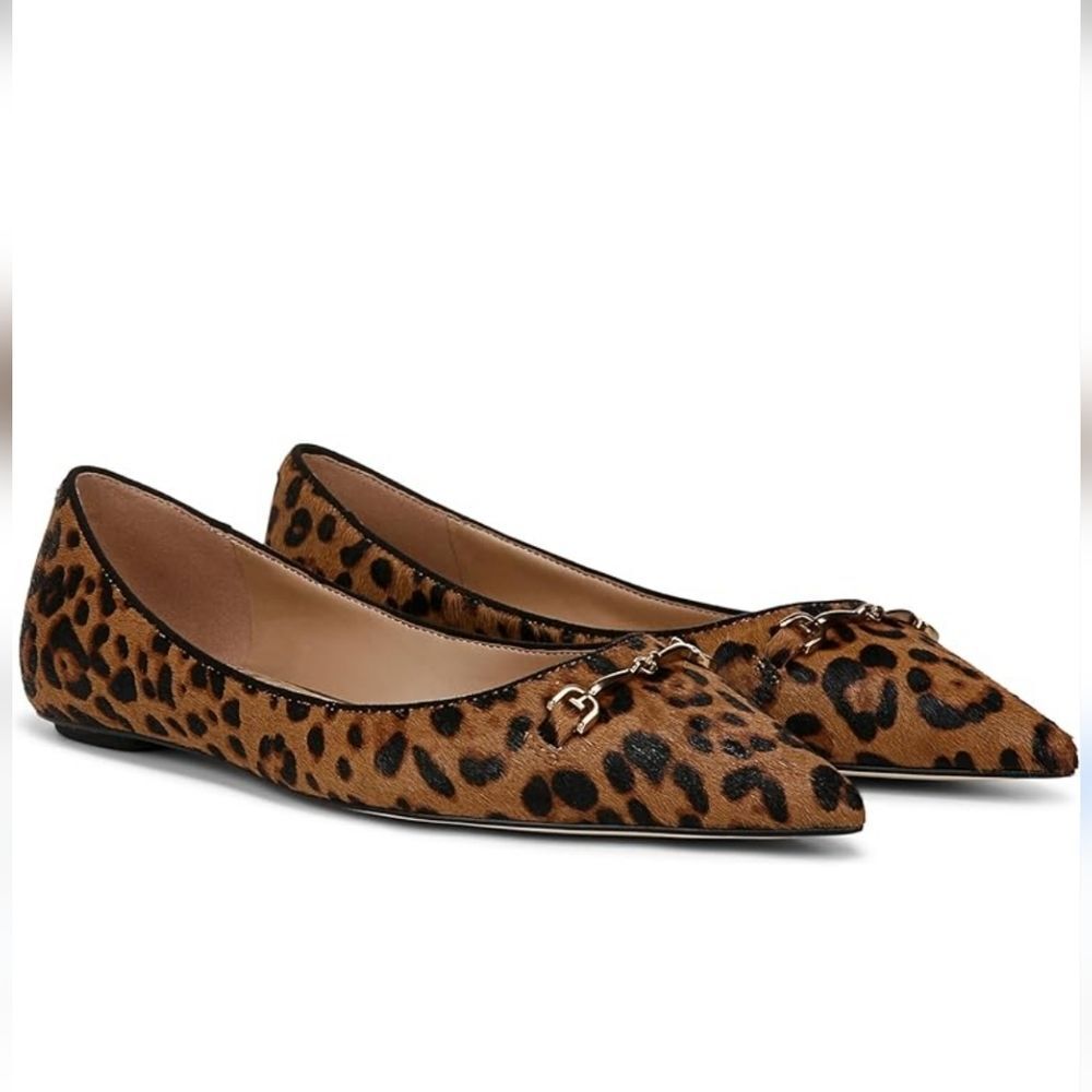 BRAND NEW SAM EDELMAM NORI POINTED TOE LEOPARD PRINT CALF HAIR FLAT